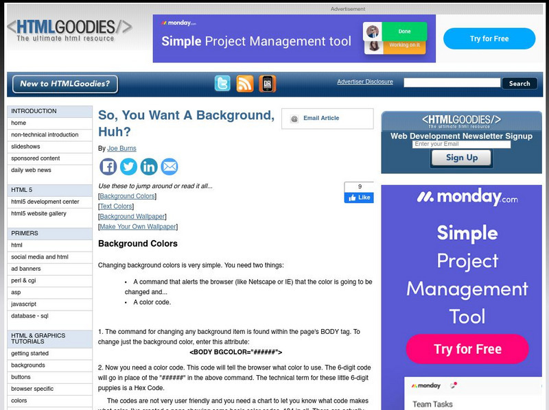 Html Goodies: So You Want a Background, Huh? Article Html Goodies: So You Want a Background, Huh? Article