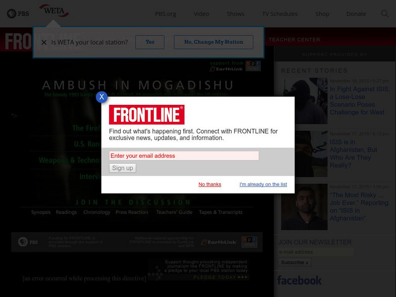 Pbs: Ambush in Mogadishu Website Pbs: Ambush in Mogadishu Website