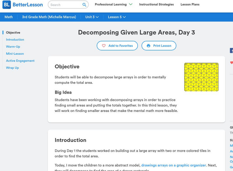 Better Lesson: Decomposing Given Large Areas, Day 3 Lesson Plan Better Lesson: Decomposing Given Large Areas, Day 3 Lesson Plan