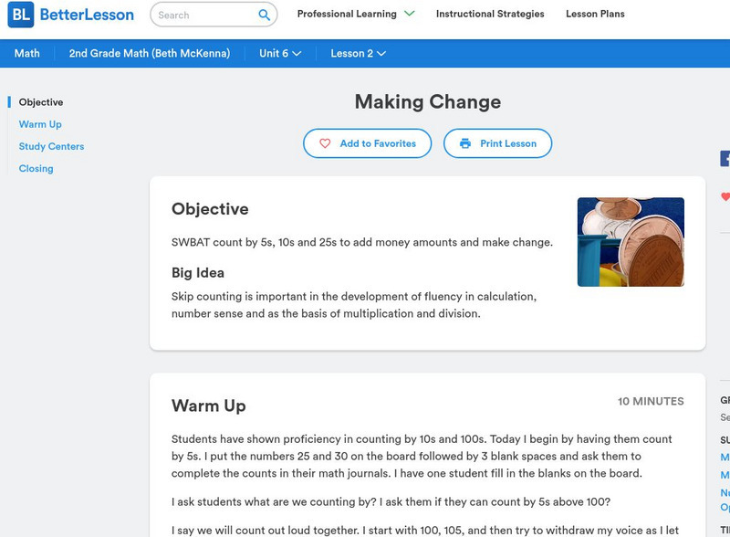 Better Lesson: Making Change Lesson Plan Better Lesson: Making Change Lesson Plan