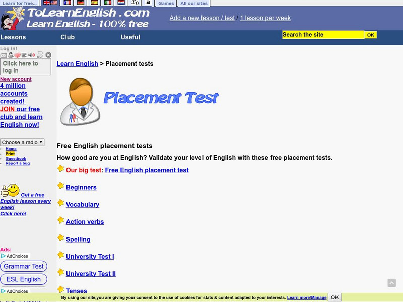 Placement Test Unknown Type Placement Test Unknown Type