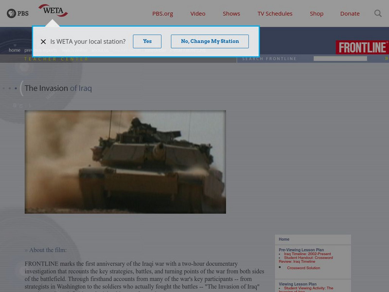 Pbs: The Invasion of Iraq Lesson Plans Instructional Video