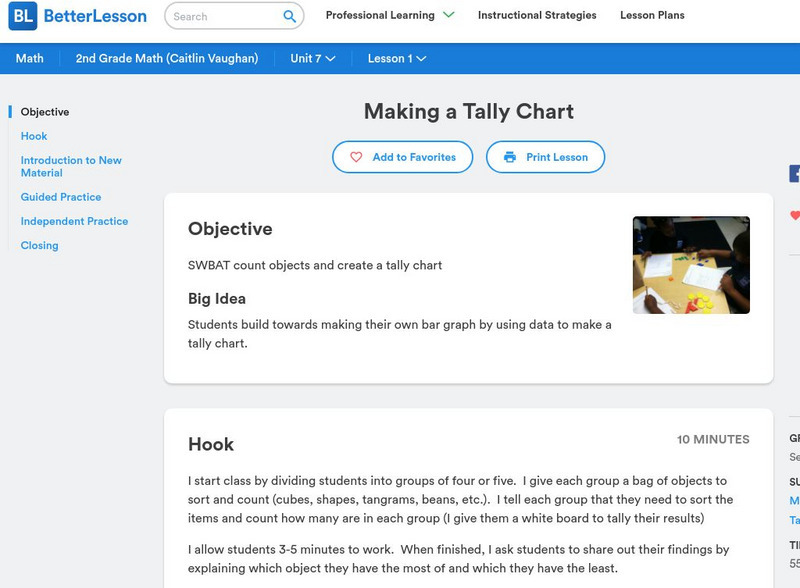 Better Lesson: Making a Tally Chart Lesson Plan Better Lesson: Making a Tally Chart Lesson Plan
