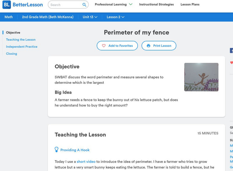 Better Lesson: Perimeter of My Fence Lesson Plan Better Lesson: Perimeter of My Fence Lesson Plan