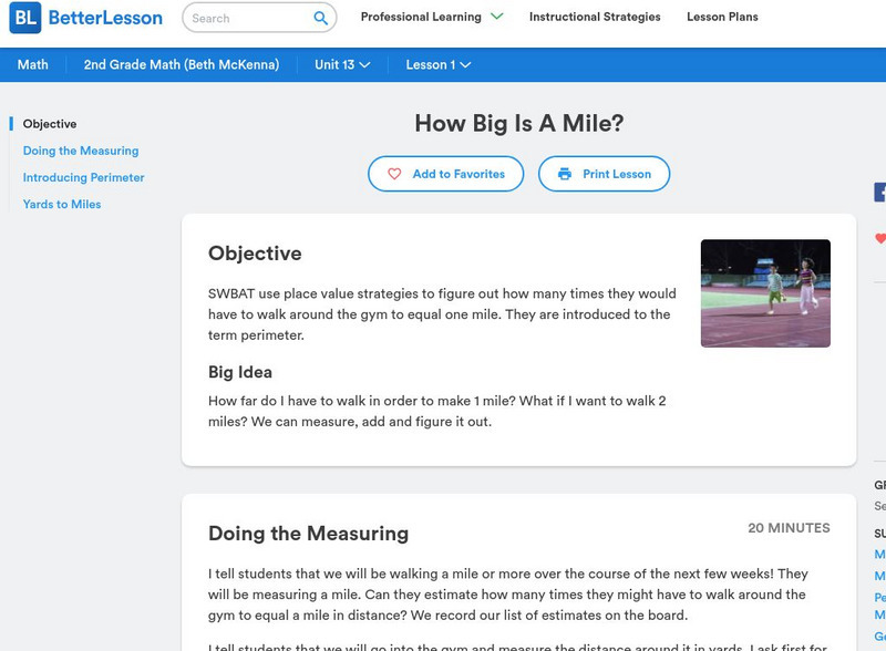 Better Lesson: How Big Is a Mile? Lesson Plan Better Lesson: How Big Is a Mile? Lesson Plan