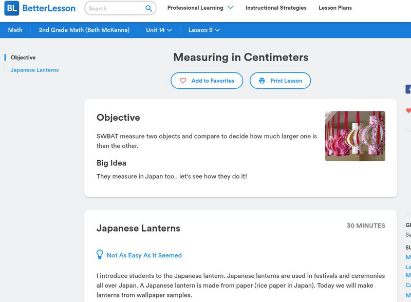Better Lesson: Measuring in Centimeters Lesson Plan