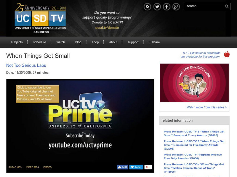 University of California Television: When Things Get Small Unit Plan University of California Television: When Things Get Small Unit Plan