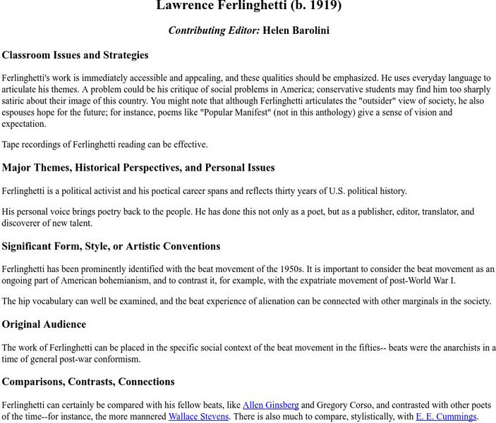 Georgetown University: Lawrence Ferlinghetti Website Georgetown University: Lawrence Ferlinghetti Website