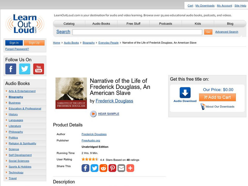 Learn Out Loud: Audio: Narrative of the Life of Frederick Douglass Audio Learn Out Loud: Audio: Narrative of the Life of Frederick Douglass Audio