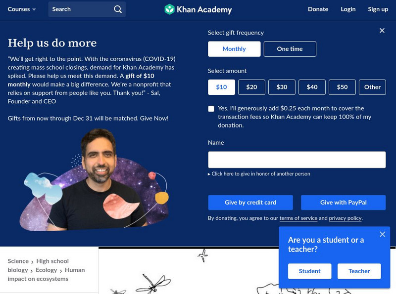 Khan Academy: Ecology: What Is a Biodiversity Hotspot? Instructional Video