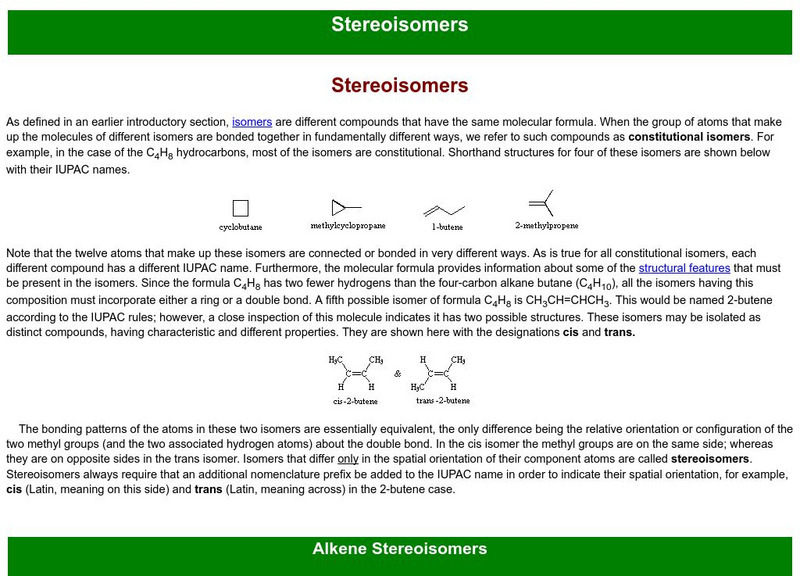 Michigan State University: Stereoisomerism in Polymers Handout