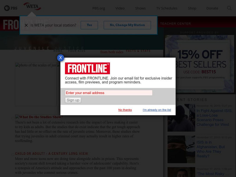 Pbs: Frontline: Juveniles Tried as Adults: Statistics Website