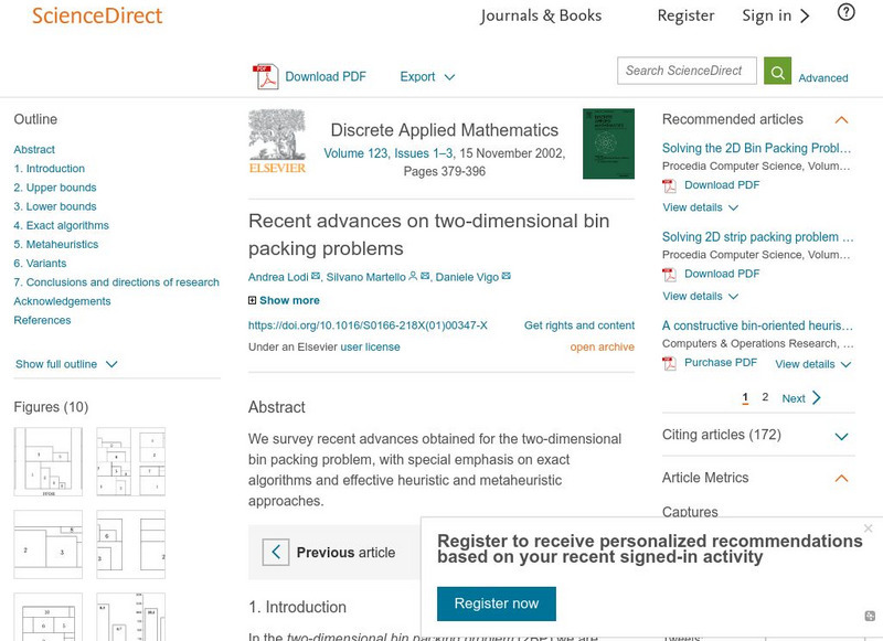 Science Direct: Recent Advances on Two Dimensional Bin Packing Problems Article Science Direct: Recent Advances on Two Dimensional Bin Packing Problems Article