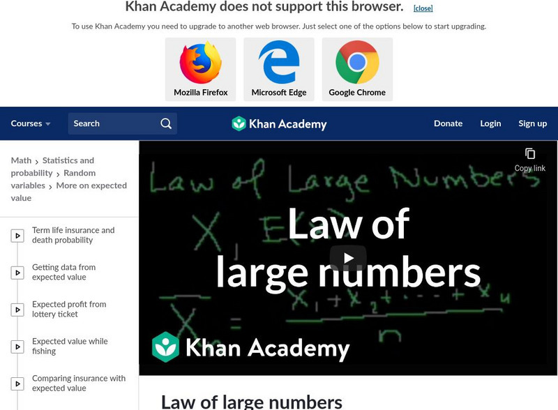 Khan Academy: Law of Large Numbers Instructional Video Khan Academy: Law of Large Numbers Instructional Video