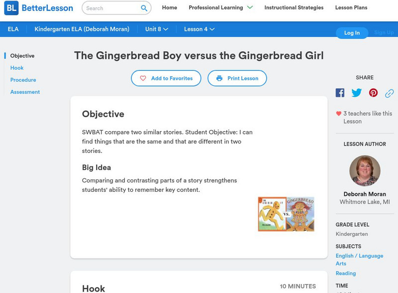 Better Lesson: The Gingerbread Boy Versus the Gingerbread Girl Lesson Plan Better Lesson: The Gingerbread Boy Versus the Gingerbread Girl Lesson Plan
