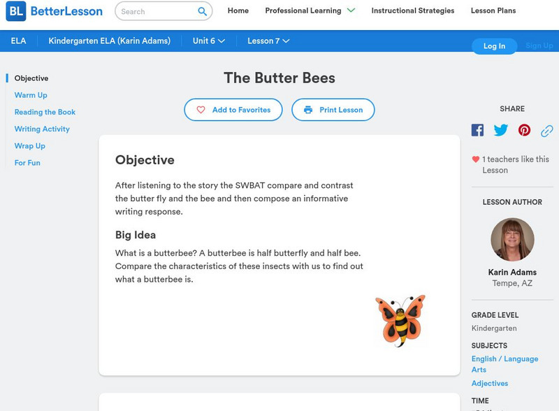 Better Lesson: The Butter Bees Lesson Plan Better Lesson: The Butter Bees Lesson Plan