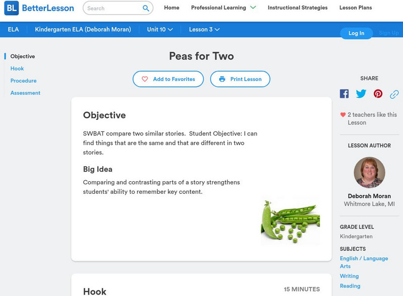 Better Lesson: Peas for Two Lesson Plan Better Lesson: Peas for Two Lesson Plan
