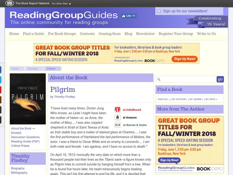 Reading Group Guide: Pilgrim Unit Plan Reading Group Guide: Pilgrim Unit Plan