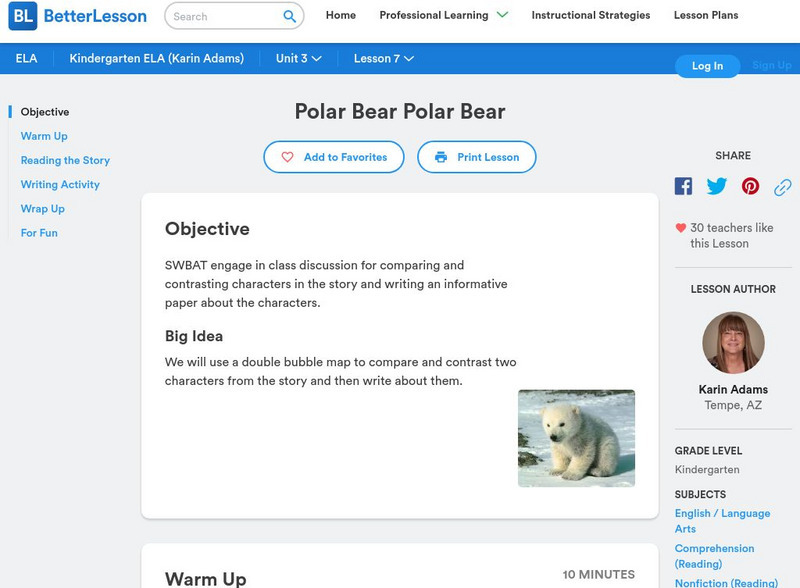 Better Lesson: Polar Bear Polar Bear Lesson Plan Better Lesson: Polar Bear Polar Bear Lesson Plan