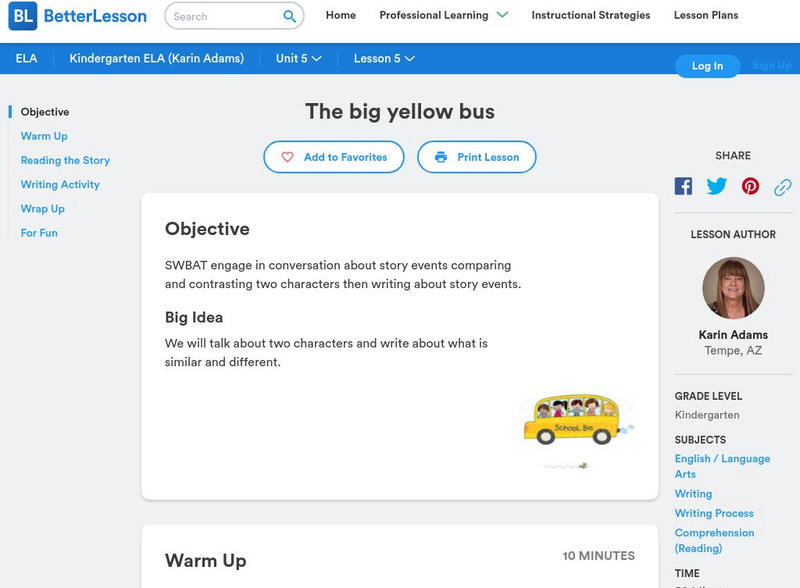 Better Lesson: The Big Yellow Bus Lesson Plan Better Lesson: The Big Yellow Bus Lesson Plan