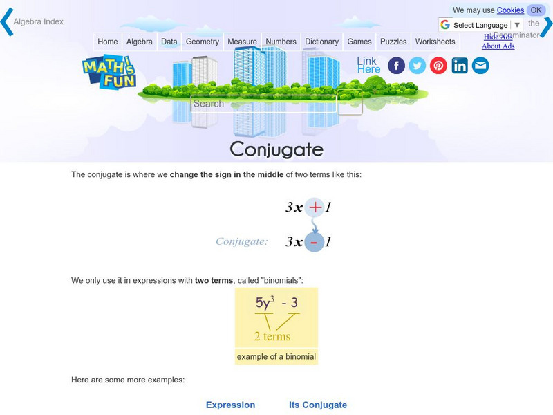 Math Is Fun: Conjugate Handout Math Is Fun: Conjugate Handout