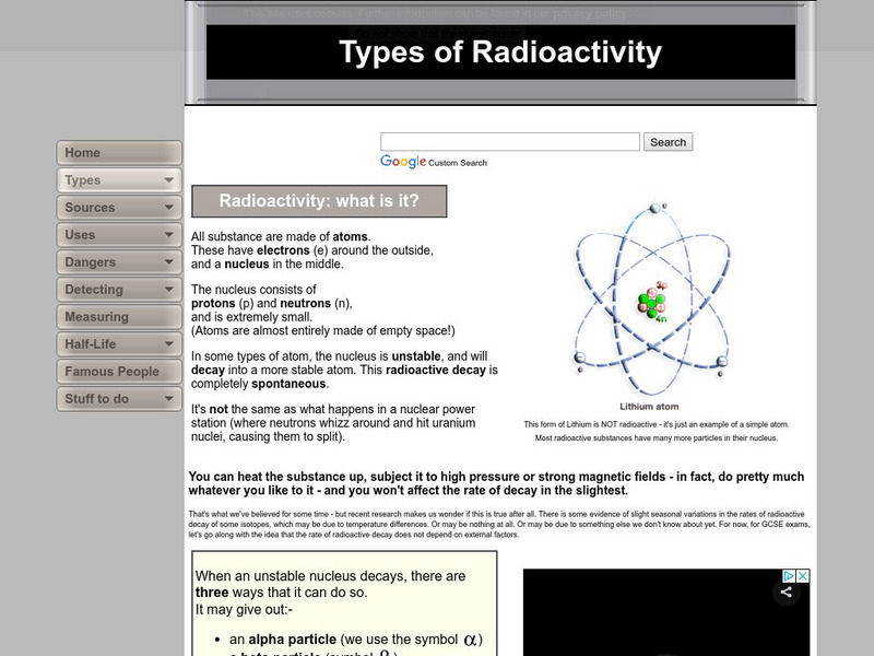 Andy Darvill's Science Site: Types of Radioactivity Handout Andy Darvill's Science Site: Types of Radioactivity Handout