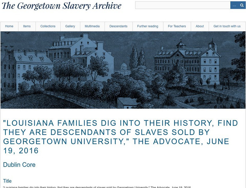 Georgetown: Georgetown Slavery Archive Louisiana Families Dig Into Their History Article Georgetown: Georgetown Slavery Archive Louisiana Families Dig Into Their History Article