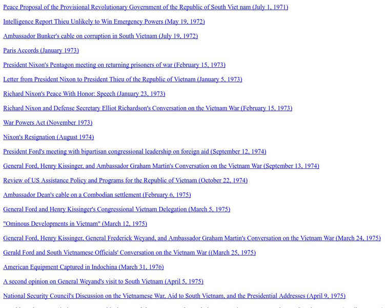 Links to Primary Documents & Classified Transcripts Handout Links to Primary Documents & Classified Transcripts Handout