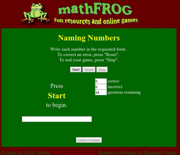 University of Waterloo: Naming Numbers Write Numbers Presented in Words Activity
