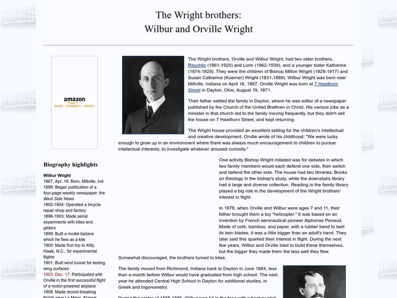 Wright House: Wilbur and Orville Wright Handout Wright House: Wilbur and Orville Wright Handout