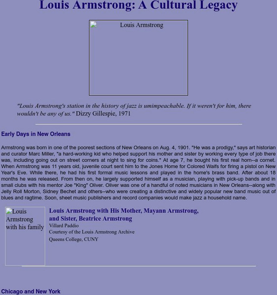 National Portrait Gallery: Louis Armstrong: A Cultural Legacy Website National Portrait Gallery: Louis Armstrong: A Cultural Legacy Website