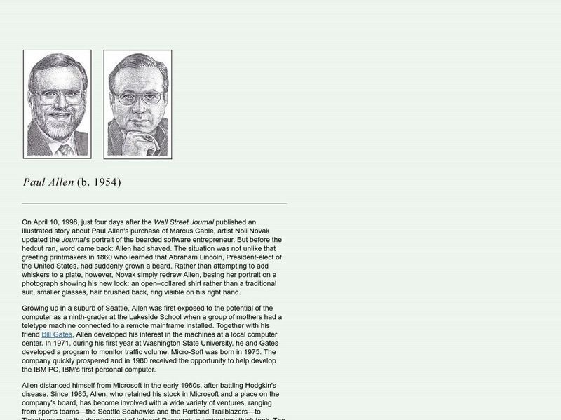 National Portrait Gallery: Picturing Business in America: Paul Allen Website National Portrait Gallery: Picturing Business in America: Paul Allen Website