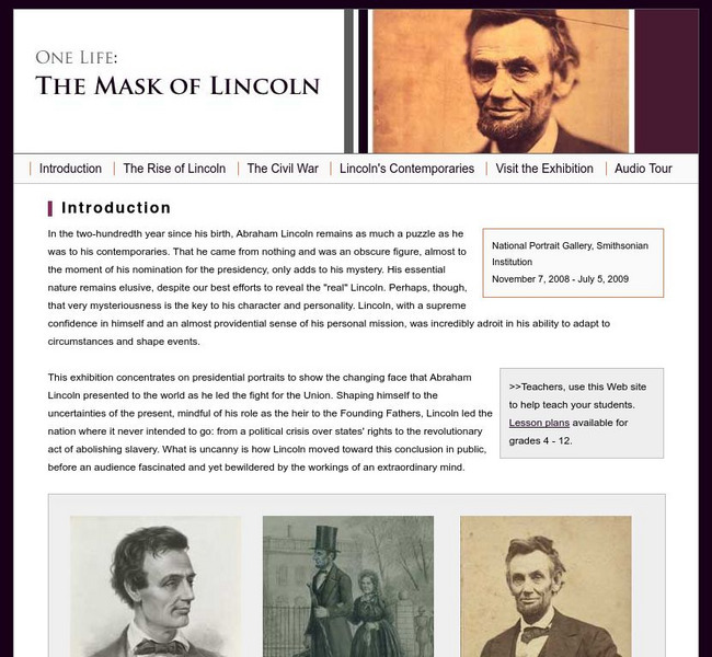 National Portrait Gallery: One Life: The Mask of Lincoln Website National Portrait Gallery: One Life: The Mask of Lincoln Website