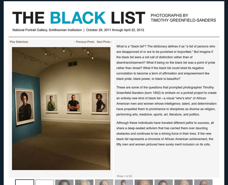National Portrait Gallery: Black List Project: Slash, 2007 Website National Portrait Gallery: Black List Project: Slash, 2007 Website