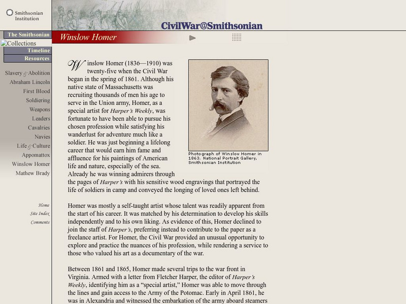 Civil War@smithsonian: Winslow Homer's Civil War Sketches Website Civil War@smithsonian: Winslow Homer's Civil War Sketches Website