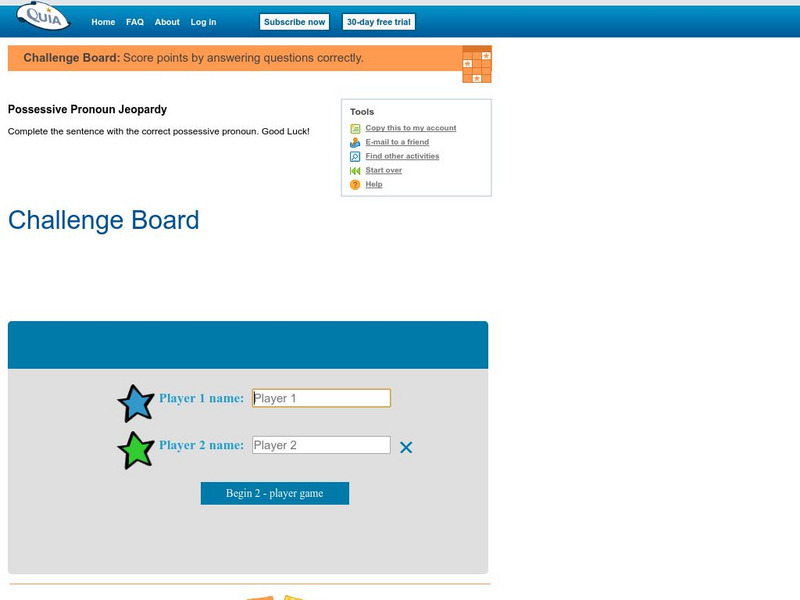 Quia: Possessive Pronoun Jeopardy Interactive Quia: Possessive Pronoun Jeopardy Interactive