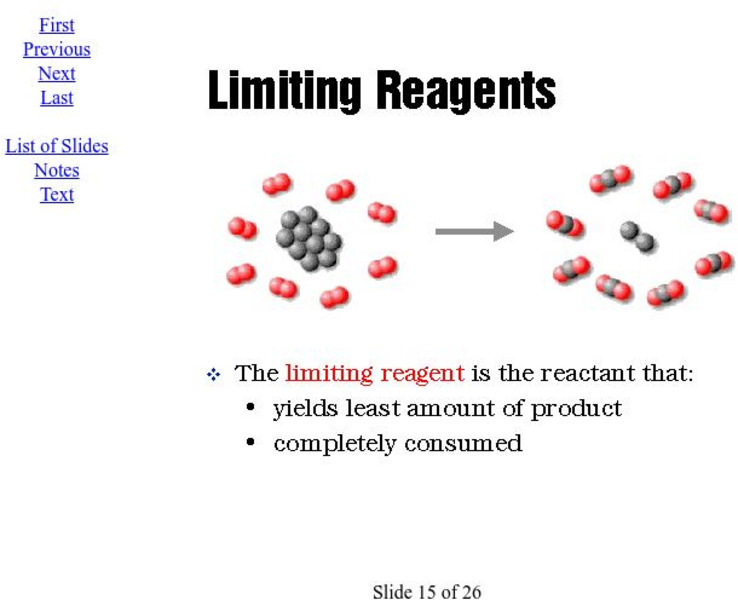 Frostburg State University: Limiting Reagents Website Frostburg State University: Limiting Reagents Website