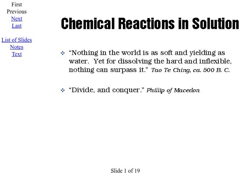 General Chemistry Online: Reactions in Solution Handout