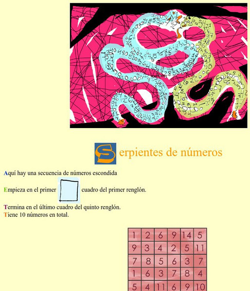 Red Escolar: Serpientes De Numeros Activity Red Escolar: Serpientes De Numeros Activity