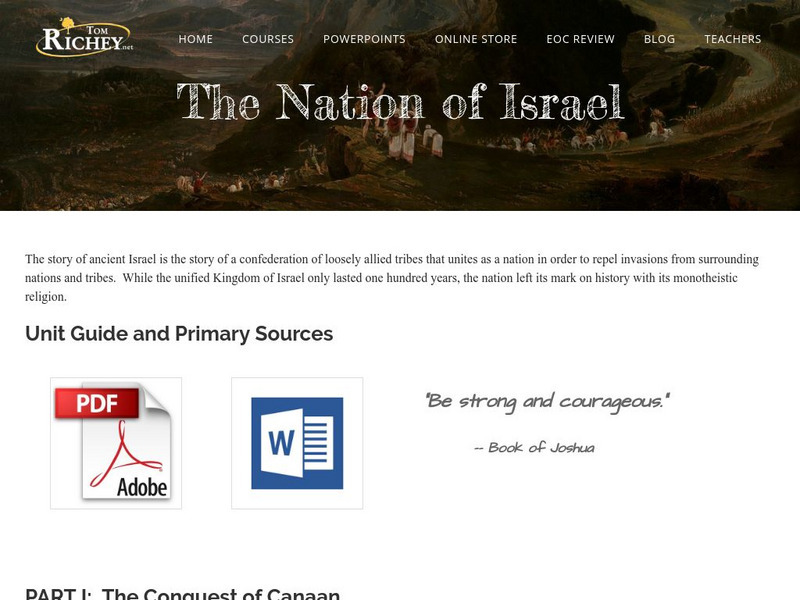 Tom Richey: The Nation of Israel: C. 1200 586 b.c. Unit Plan Tom Richey: The Nation of Israel: C. 1200 586 b.c. Unit Plan