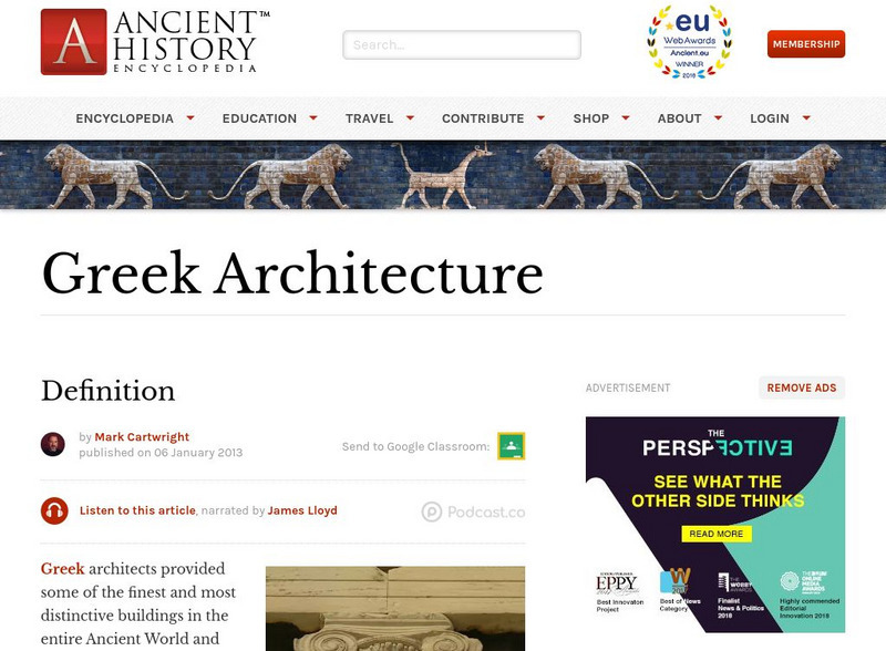 World History Encyclopedia: Greek Architecture Handout World History Encyclopedia: Greek Architecture Handout