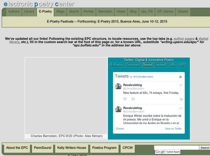 University of Pennsylvania: Electronic Poetry Center Website University of Pennsylvania: Electronic Poetry Center Website