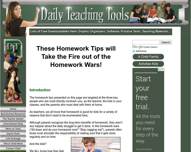 Daily Teaching Tools: Introduction: Homework Tips Graphic Daily Teaching Tools: Introduction: Homework Tips Graphic