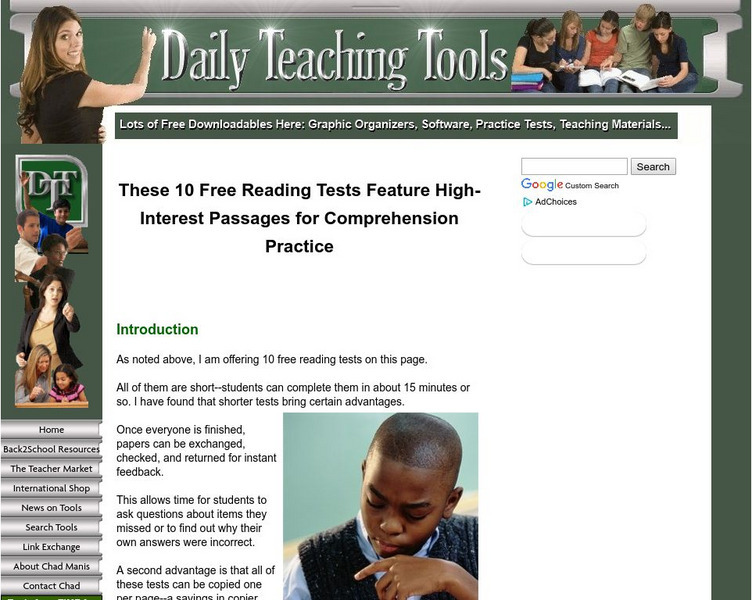 Daily Teaching Tools: 10 Free Reading Tests for Comprehension Practice Unknown Type Daily Teaching Tools: 10 Free Reading Tests for Comprehension Practice Unknown Type
