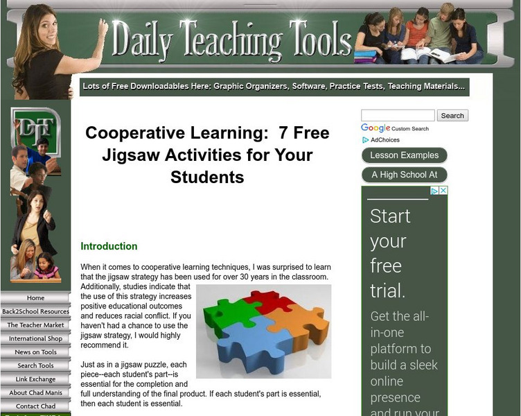 Daily Teaching Tools: Cooperative Learning: 7 Free Jigsaw Activities Activity Daily Teaching Tools: Cooperative Learning: 7 Free Jigsaw Activities Activity