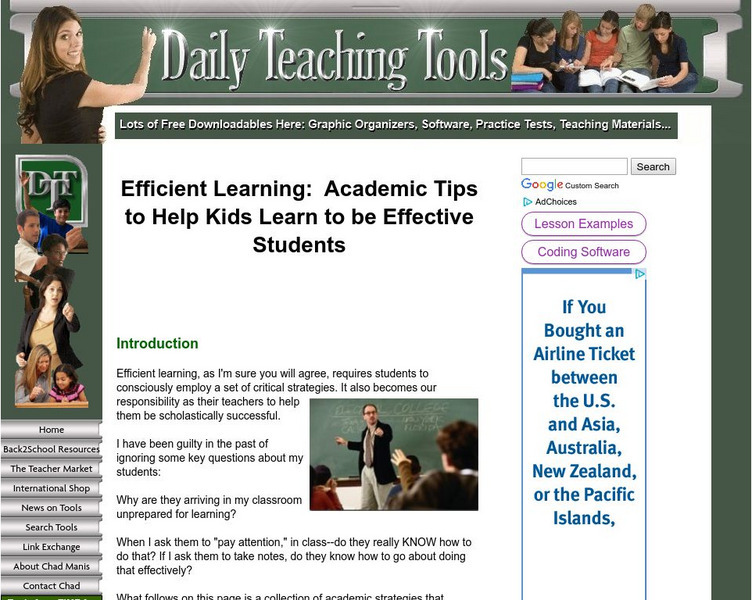 Daily Teaching Tools: Efficient Learning: Coming to Class Prepared Activity Daily Teaching Tools: Efficient Learning: Coming to Class Prepared Activity