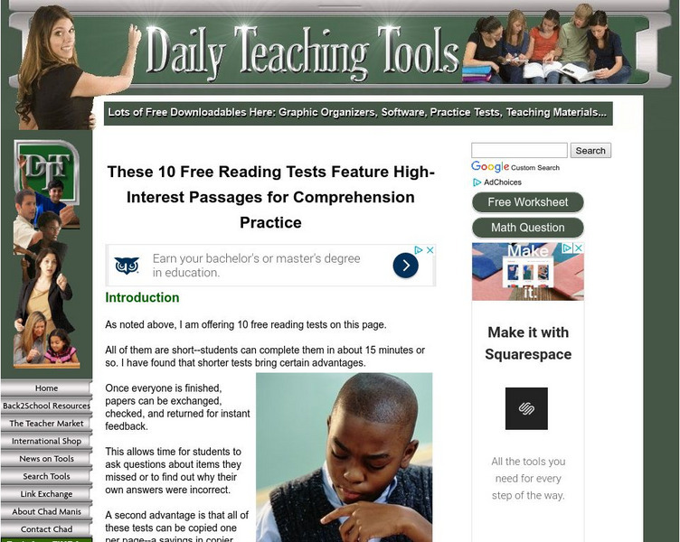 Daily Teaching Tools: Free Reading Tests Unknown Type Daily Teaching Tools: Free Reading Tests Unknown Type