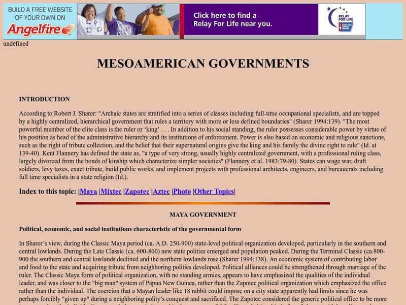 Mesoamerican Governments Handout Mesoamerican Governments Handout