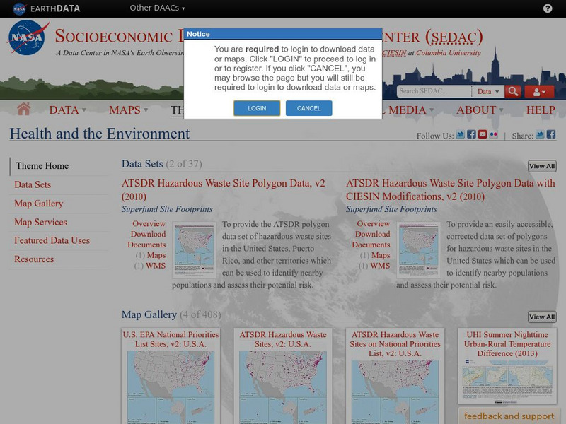 Nasa: Sedac: Health and the Environment Website Nasa: Sedac: Health and the Environment Website