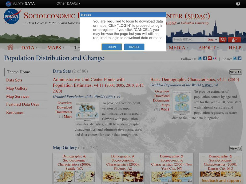 Nasa: Sedac: Population Distribution and Change Website Nasa: Sedac: Population Distribution and Change Website